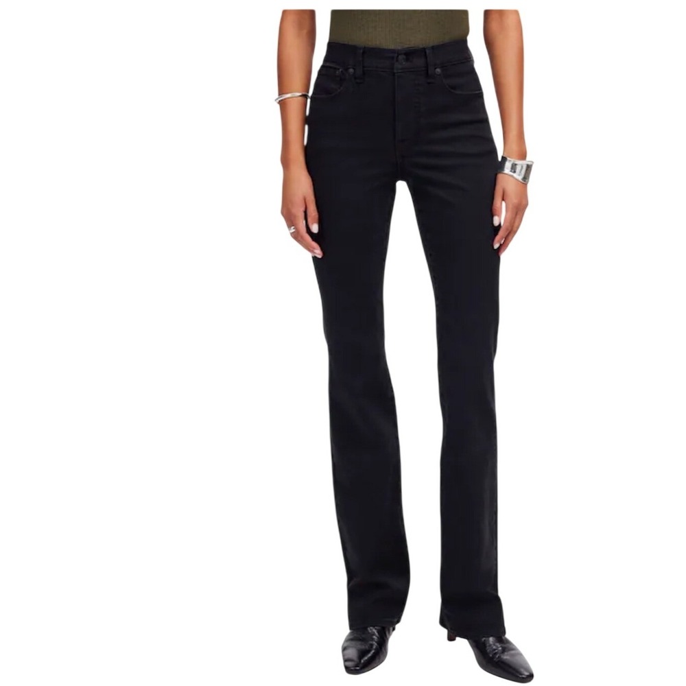 Madewell High Rise Kick Out Full Length Jeans Black Size 26 Stretch Denim NM838